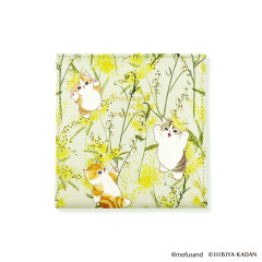 Japan Mofusand Hibiya Kadan Folding Stand Mirror - Flower Cat Light Green