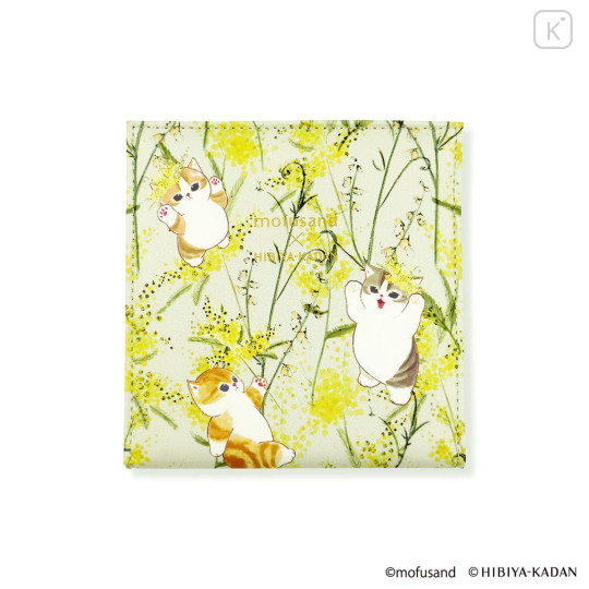 Japan Mofusand Hibiya Kadan Folding Stand Mirror - Flower Cat Light Green - 3