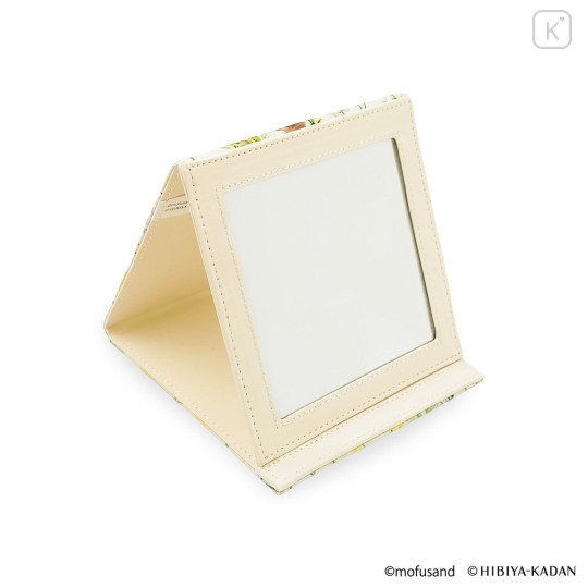 Japan Mofusand Hibiya Kadan Folding Stand Mirror - Flower Cat Light Green - 4