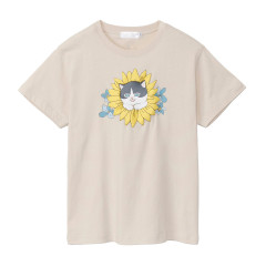 Japan Mofusand Hibiya Kadan T-shirt (M) - Sunflower Flower Cat