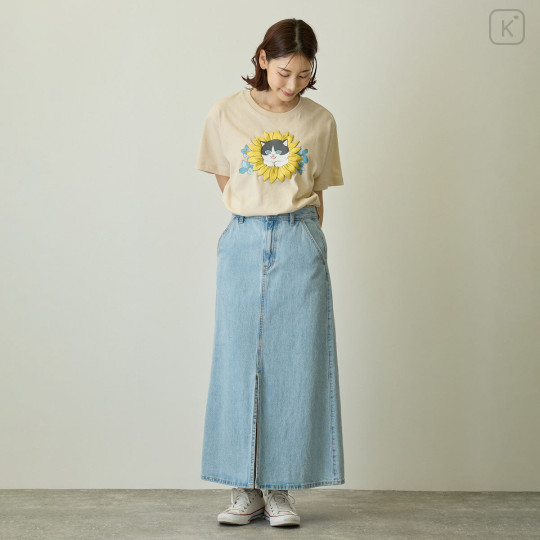 Japan Mofusand Hibiya Kadan T-shirt (L) - Sunflower Flower Cat - 8