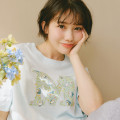 Japan Mofusand Hibiya Kadan T-shirt (M) - Botanical Cat Pale Blue - 3