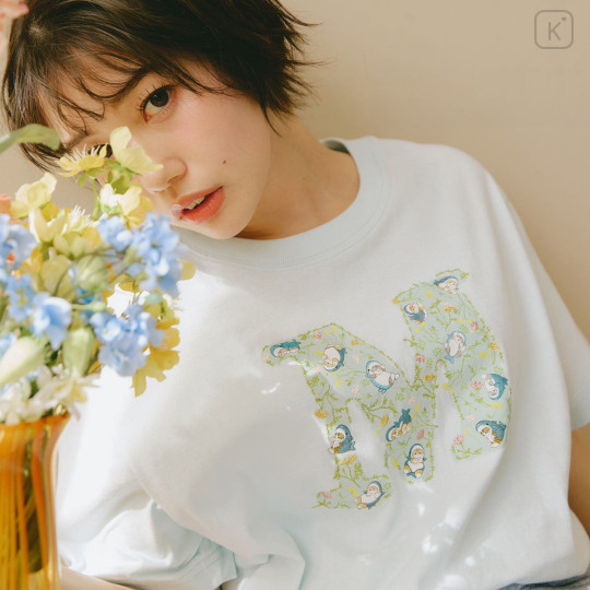 Japan Mofusand Hibiya Kadan T-shirt (L) - Botanical Cat Pale Blue - 4