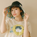 Japan Mofusand Hibiya Kadan Reversible Wide Brim Sun Hat - Sunflower Flower Cat Black - 4