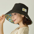 Japan Mofusand Hibiya Kadan Reversible Wide Brim Sun Hat - Sunflower Flower Cat Black - 6