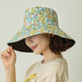 Japan Mofusand Hibiya Kadan Reversible Wide Brim Sun Hat - Sunflower Flower Cat Black - 7