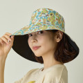 Japan Mofusand Hibiya Kadan Reversible Wide Brim Sun Hat - Sunflower Flower Cat Black - 8