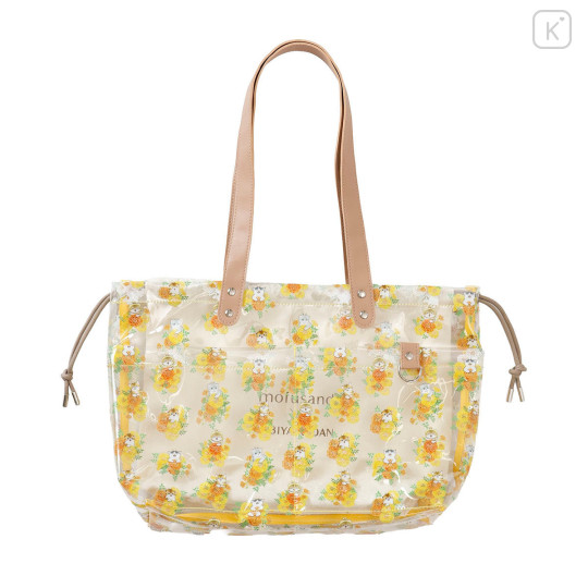 Japan Mofusand Hibiya Kadan Waterproof Vinyl Beach Bag & Pool Tote - Flower Cat Nyan - 1