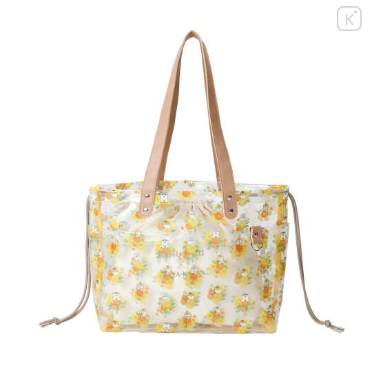 Japan Mofusand Hibiya Kadan Waterproof Vinyl Beach Bag & Pool Tote - Flower Cat Nyan - 7