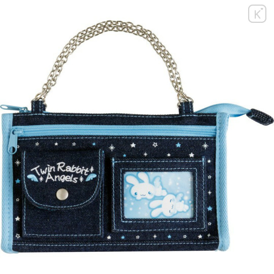 Japan San-X Chain Pouch - Twin Rabbit Angels : Denim - 1