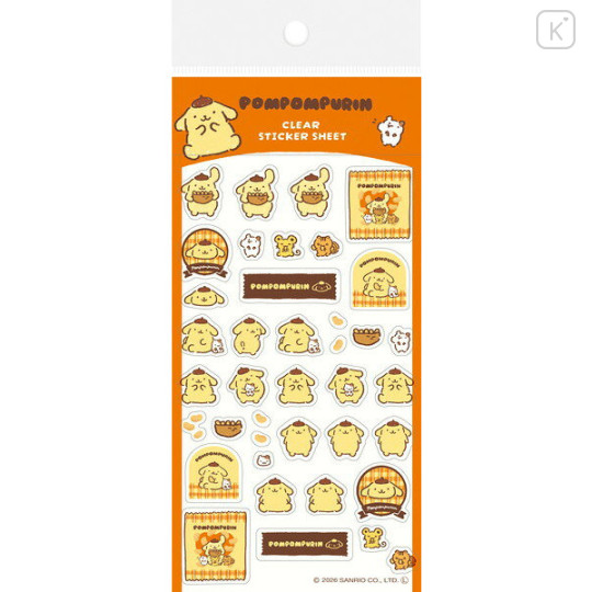 Japan Sanrio Transparent Sticker Sheet - Pompompurin : Snack Party - 1