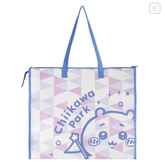 Japan Chiikawa Souvenir Laminated Woven PP Eco Shopping Bag - Chiikawa & Hachiware & Usagi : Chiikawa Park Flag Purple - 2