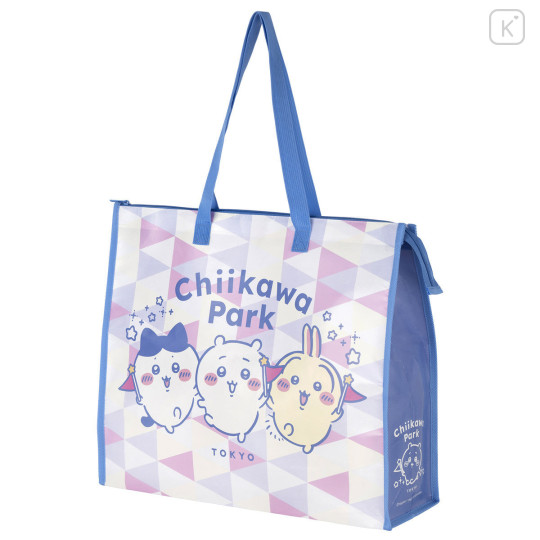 Japan Chiikawa Souvenir Laminated Woven PP Eco Shopping Bag - Chiikawa & Hachiware & Usagi : Chiikawa Park Flag Purple - 4