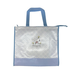 Japan Peanuts Souvenir Laminated Woven PP Eco Shopping Bag - Snoopy & Woodstock : New Life Collection Blue