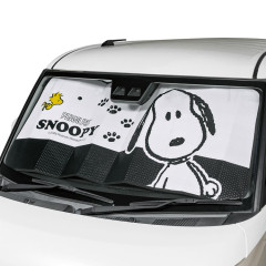 Japan Peanuts Accordion Car Sunshade (S) - Snoopy & Woodstock : Black White