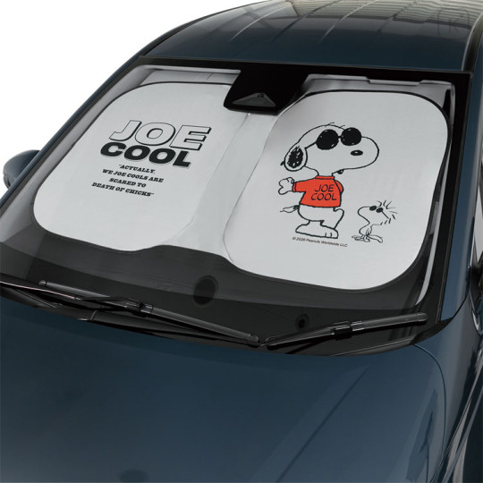 Japan Peanuts Accordion Car Sunshade (M) - Snoopy : Joe Cool Sliver - 1