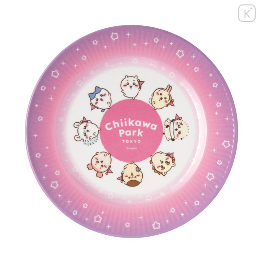 Japan Chiikawa Melamine Plate 17cm - Characters : Chiikawa Park Paper Plate Style Purple Pink Flag - 1