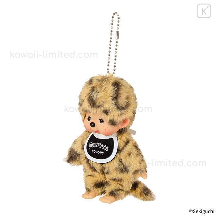 Monchhichi ぬいぐるみ チェック柄リボン Japan Monchhichi Plush Keychain - Monchhichi-kun : Colors Leopard