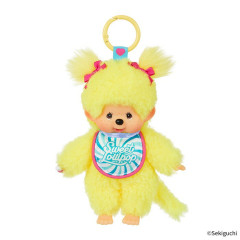 Japan Monchhichi Plush Keychain - Monchhichi-chan : Sweet Lollipop Yellow