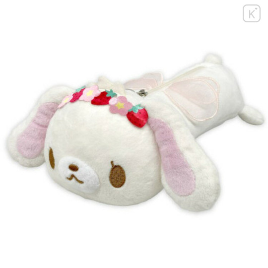 Japan Sanrio Fluffy Plush Pen Case - Sugarbunnies : Shirousa Strawberry Flower Fairy - 1