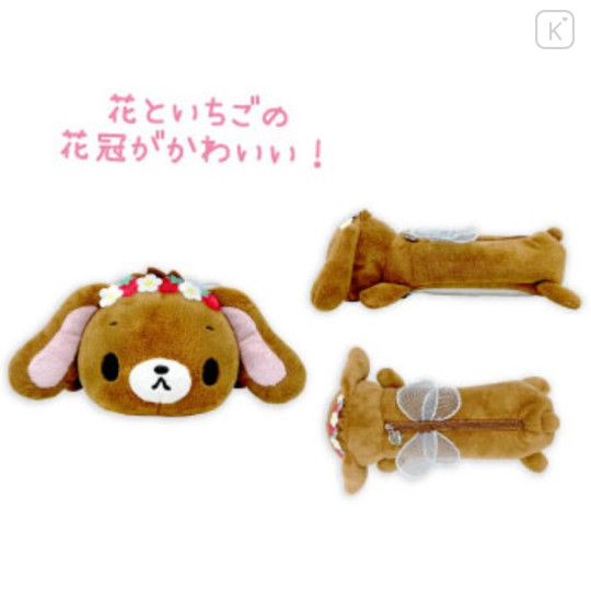 Japan Sanrio Fluffy Plush Pen Case - Sugarbunnies : Kurousa Strawberry Flower Fairy - 2