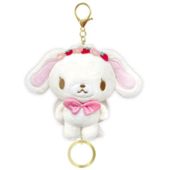 Japan Sanrio Plush Mascot Retractable Reel Keychain - Sugarbunnies : Shirousa Strawberry Flower Fairy