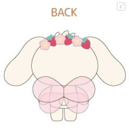 Japan Sanrio Plush Mascot Retractable Reel Keychain - Sugarbunnies : Shirousa Strawberry Flower Fairy - 2