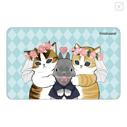 Japan Mofusand Lenticular Phone Sticker - Bride Cat Kiss Groom Rabbit - 1