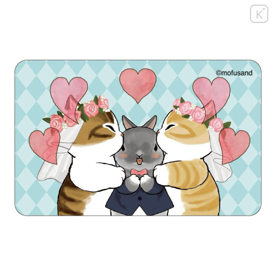 Japan Mofusand Lenticular Phone Sticker - Bride Cat Kiss Groom Rabbit - 2