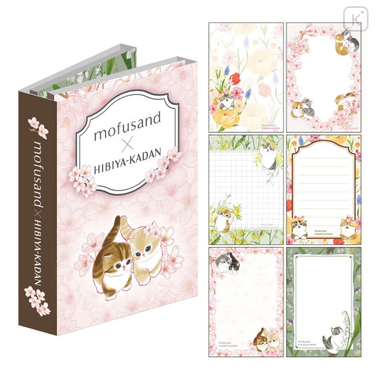 Japan Mofusand Hibiya Kadan Flip Memo Pad - Flora Cat Spring - 1