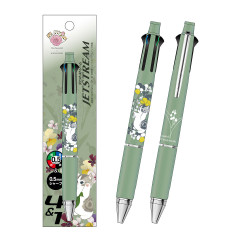Japan Mofusand Hibiya Kadan Jetstream 4&1 Multi Ballpoint Pen + Mechanical Pencil - Flora Spring Cat Green