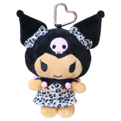 Japan Sanrio Mascot Holder Mini Plush Pouch - Kuromi : Tan Sunburned Swimsuit Leopard