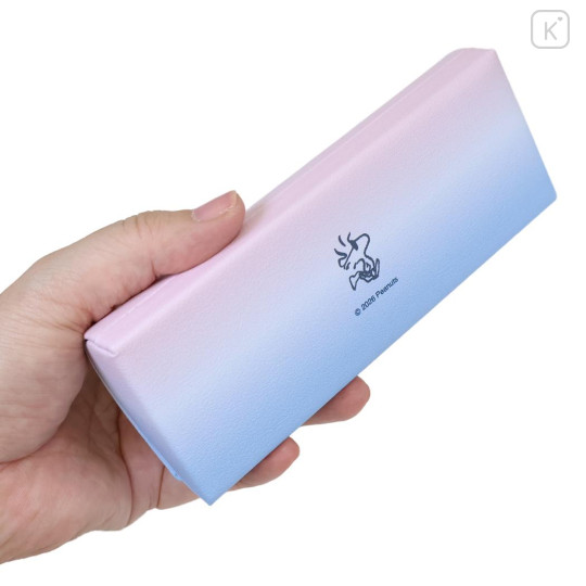 Japan Peanuts Glasses Case with Cloth - Snoopy : Joe Cool Summer Gradient Purple Blue Pink - 2