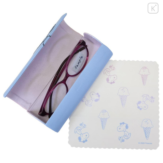 Japan Peanuts Glasses Case with Cloth - Snoopy : Joe Cool Summer Gradient Purple Blue Pink - 3