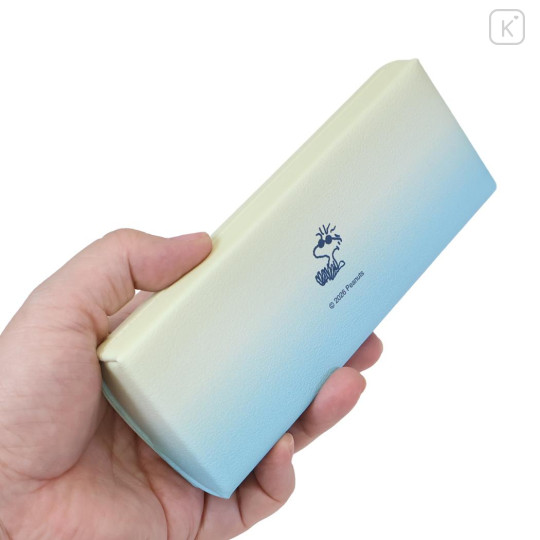 Japan Peanuts Glasses Case with Cloth - Snoopy : Joe Cool Summer Gradient Green Blue Yellow - 2