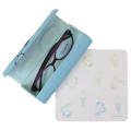 Japan Peanuts Glasses Case with Cloth - Snoopy : Joe Cool Summer Gradient Green Blue Yellow - 3
