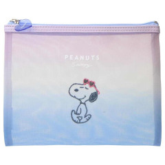Japan Peanuts Flat Mesh Pouch - Snoopy : Joe Cool Summer Gradient Purple Blue Pink
