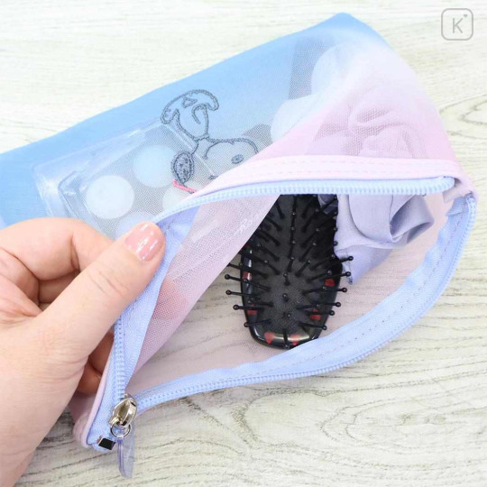 Japan Peanuts Flat Mesh Pouch - Snoopy : Joe Cool Summer Gradient Purple Blue Pink - 3