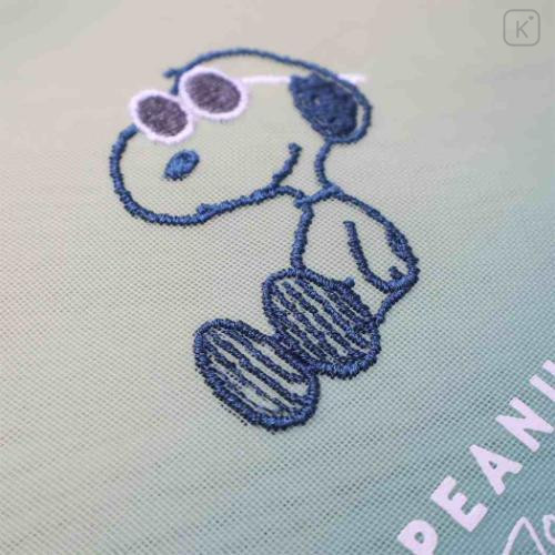 Japan Peanuts Flat Mesh Pouch - Snoopy : Joe Cool Summer Gradient Green Blue Yellow - 4