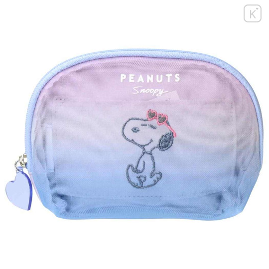 Japan Peanuts Mini Pouch & Tissue Case - Snoopy : Joe Cool Summer Gradient Purple Blue Pink - 1