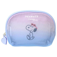 Japan Peanuts Mini Pouch & Tissue Case - Snoopy : Joe Cool Summer Gradient Purple Blue Pink