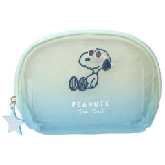 Japan Peanuts Mini Pouch & Tissue Case - Snoopy : Joe Cool Summer Gradient Green Blue Yellow