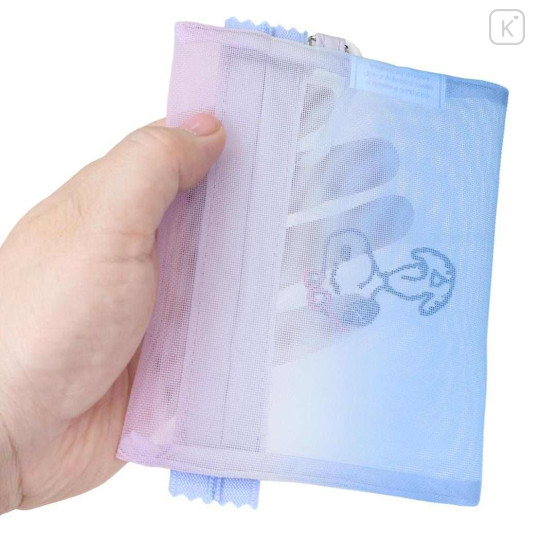 Japan Peanuts Mesh Mini Pouch - Snoopy : Joe Cool Summer Gradient Purple Blue Pink - 2