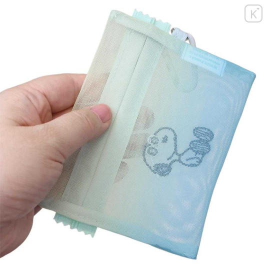 Japan Peanuts Mesh Mini Pouch - Snoopy : Joe Cool Summer Gradient Green Blue Yellow - 2