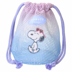 Japan Peanuts Drawstring Bag - Snoopy : Joe Cool Summer Gradient Purple Blue Pink Mesh