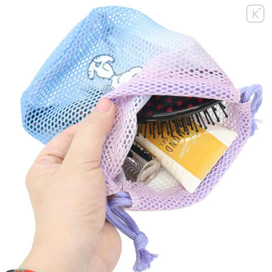 Japan Peanuts Drawstring Bag - Snoopy : Joe Cool Summer Gradient Purple Blue Pink Mesh - 3