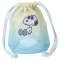 Japan Peanuts Drawstring Bag - Snoopy : Joe Cool Summer Gradient Green Blue Yellow Mesh - 1