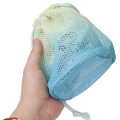 Japan Peanuts Drawstring Bag - Snoopy : Joe Cool Summer Gradient Green Blue Yellow Mesh - 2