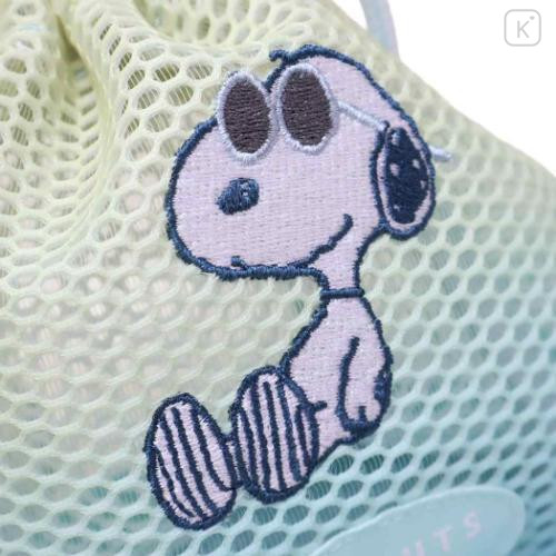 Japan Peanuts Drawstring Bag - Snoopy : Joe Cool Summer Gradient Green Blue Yellow Mesh - 4