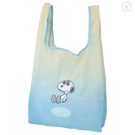 Japan Peanuts Eco Shopping Mesh Bag - Snoopy : Joe Cool Summer Gradient Green Blue Yellow - 1